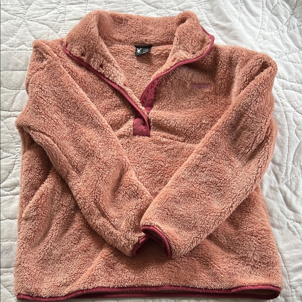 Spyder Women’s Pink Soft Sherpa Fleece Pullover Size Large